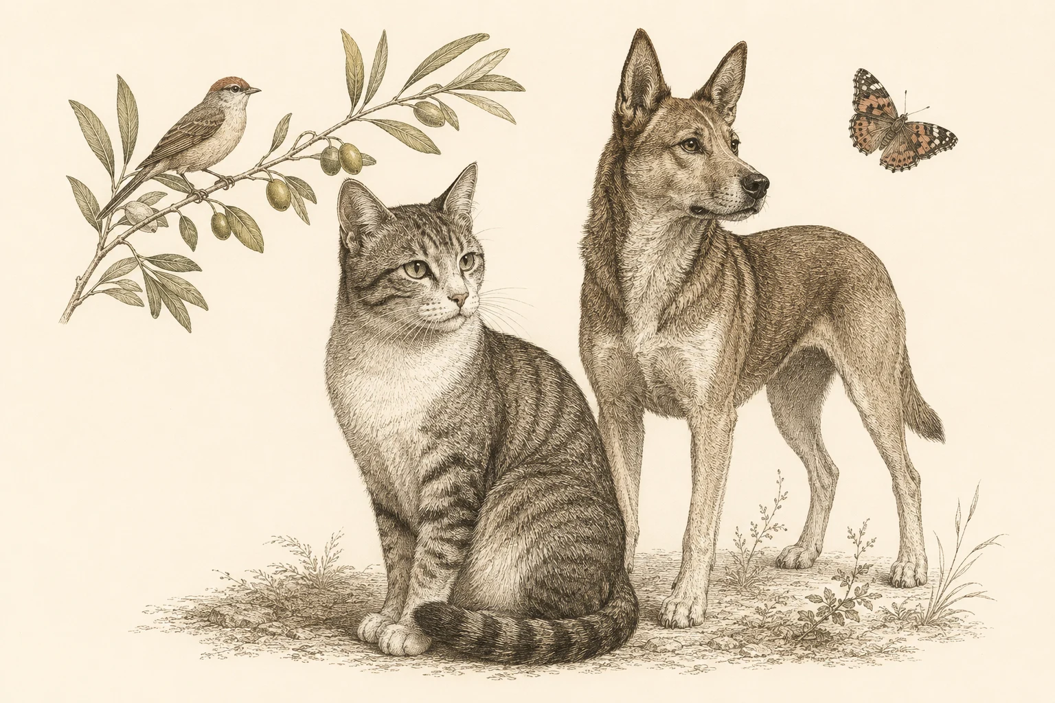 Ilustração editorial de animais e plantas