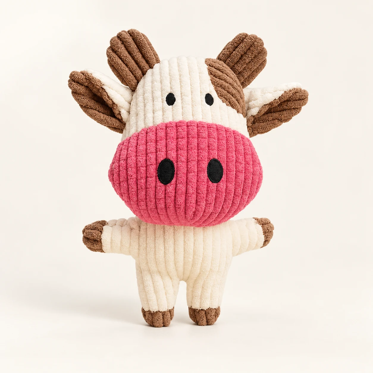 Brinquedo Pelúcia Vaca Branca de Nariz Rosa